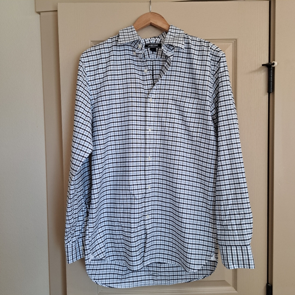 Lands End Shirt Mens Size 15-34 Multicolor Long Sleeve Button Down Striped Nice